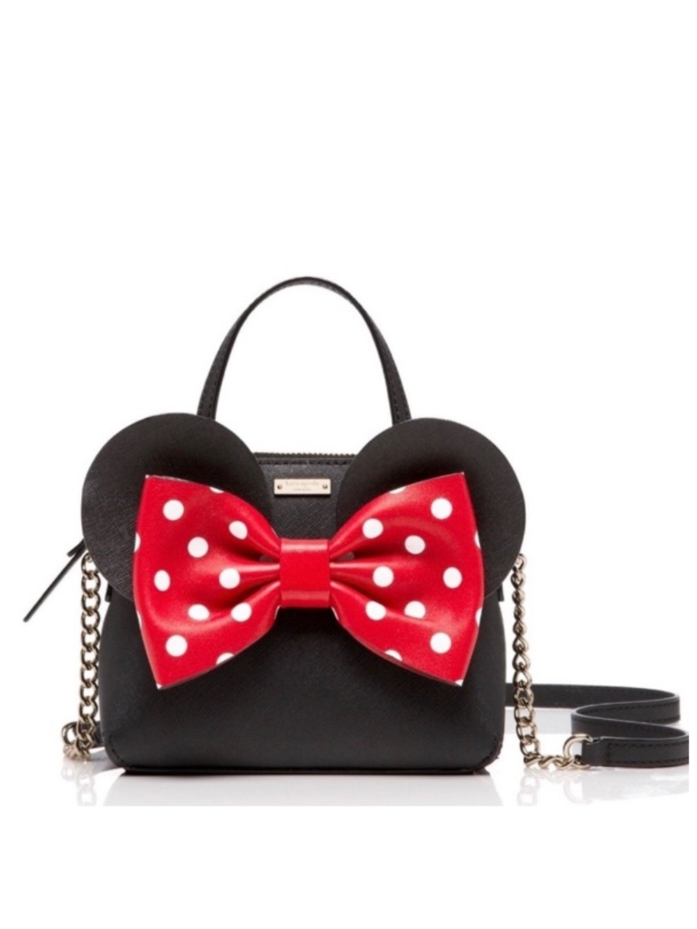 KATE SPADE Black Crossbody Bag with Red Polka Dot Bow NWT